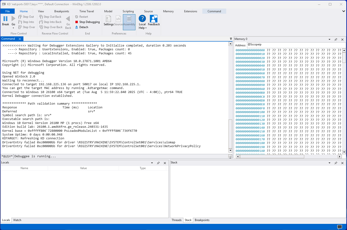 Windbg Connected