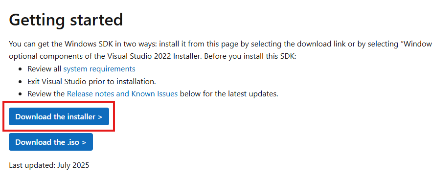 Windows 11 SDK Download site