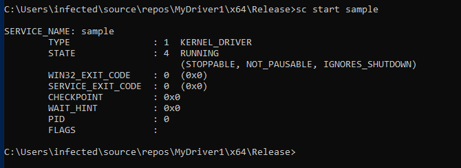 Service successfully started