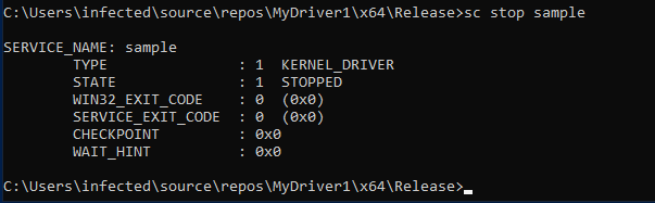 Service successfully stopped
