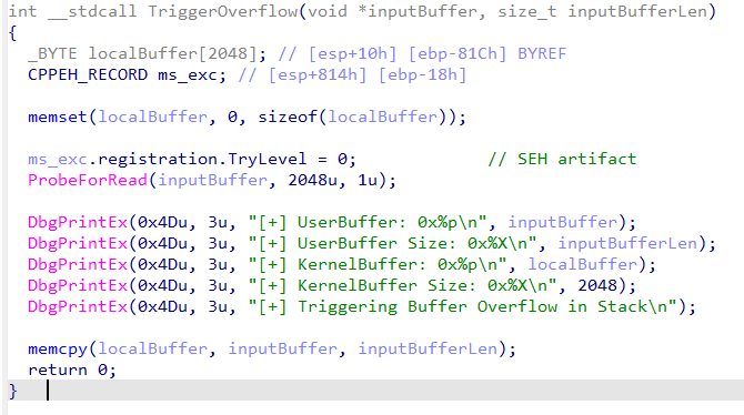Trigger overflow function