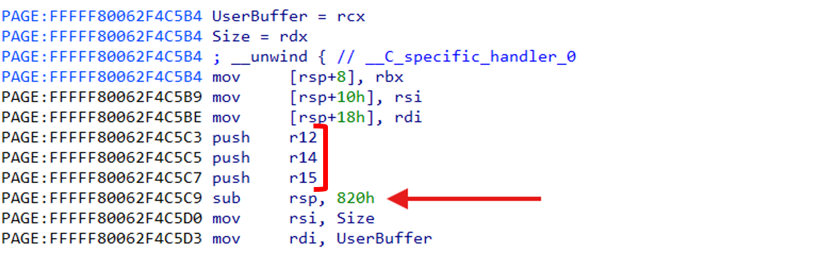 Function prologue